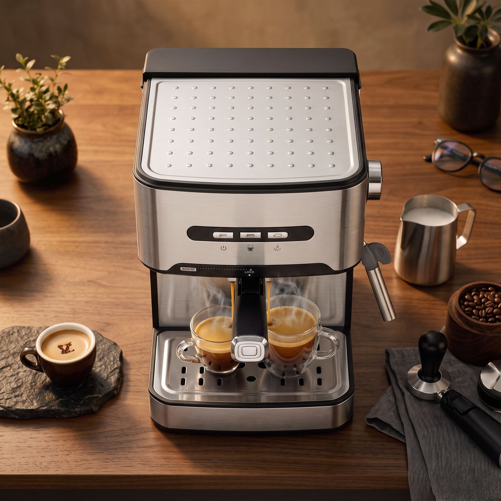 HOMCOM Espresso Machine, 20-bar, Semi Automatic, Black