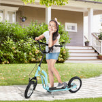 Dual Brakes Kick Scooter 12-inch Inflatable Wheel Ride On Toy For Age 5+ | Blue