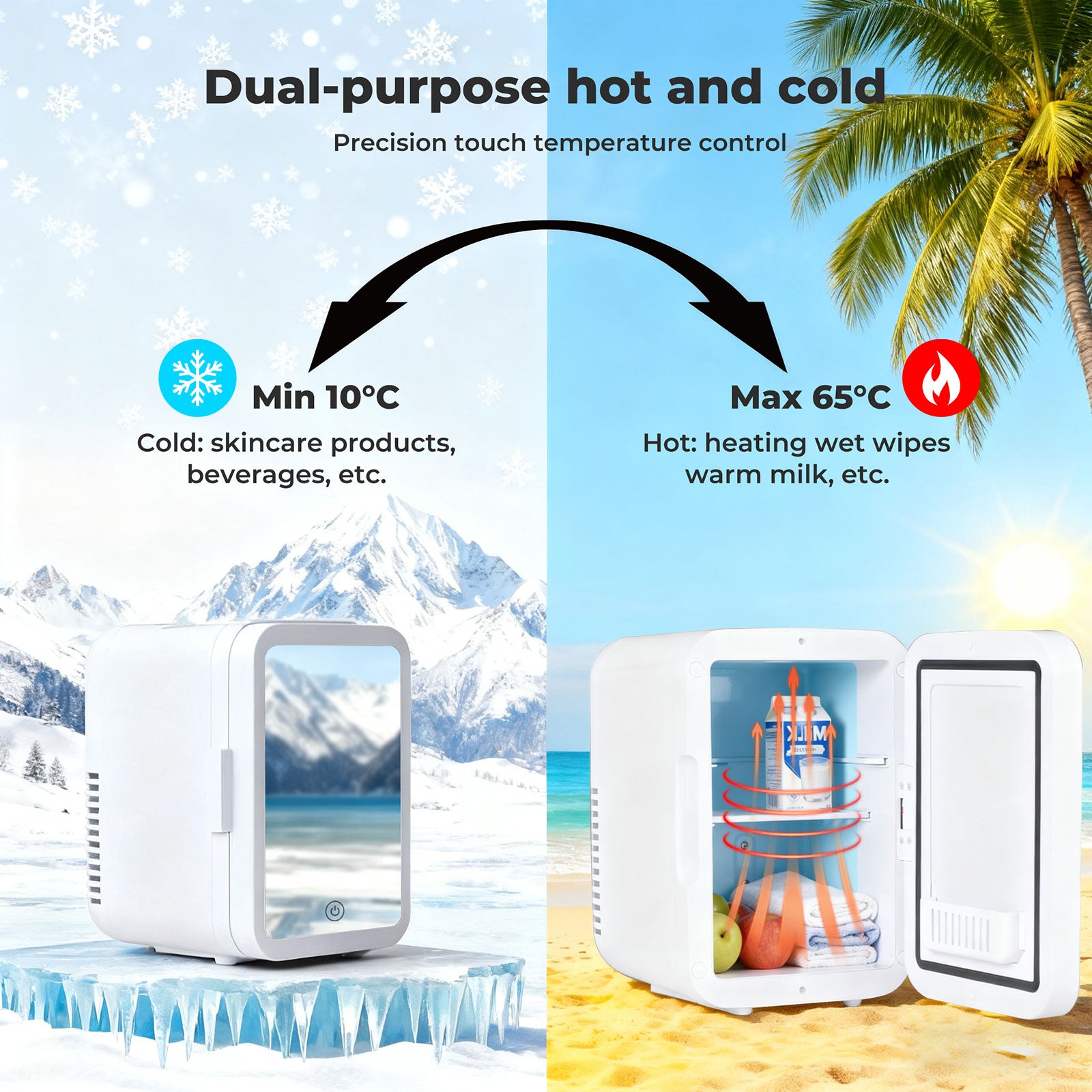 Spector Mini Fridge Portable Cooler Warmer With Mirror 5l For Bedroom Office Car