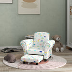 2 Piece Kids Sofa Set With Dinosaur Design, For Nursery | White