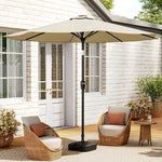 3m Solar Led Patio Umbrella, Outdoor Parasol With 16 Led Tubes, Crank Lift & Push Button Tilt With Fillable Base | One Size | Beige