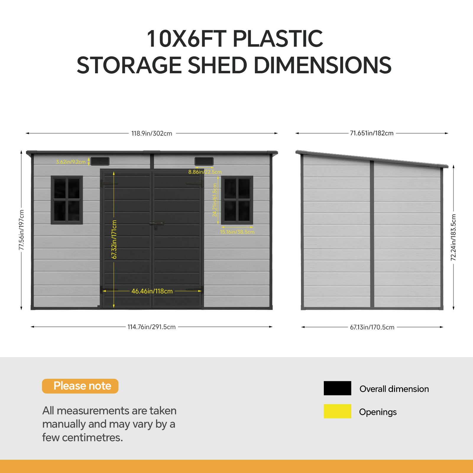 Breeins 10 X 6ft Outdoor Garden Pent Roof Tool Storage Shed