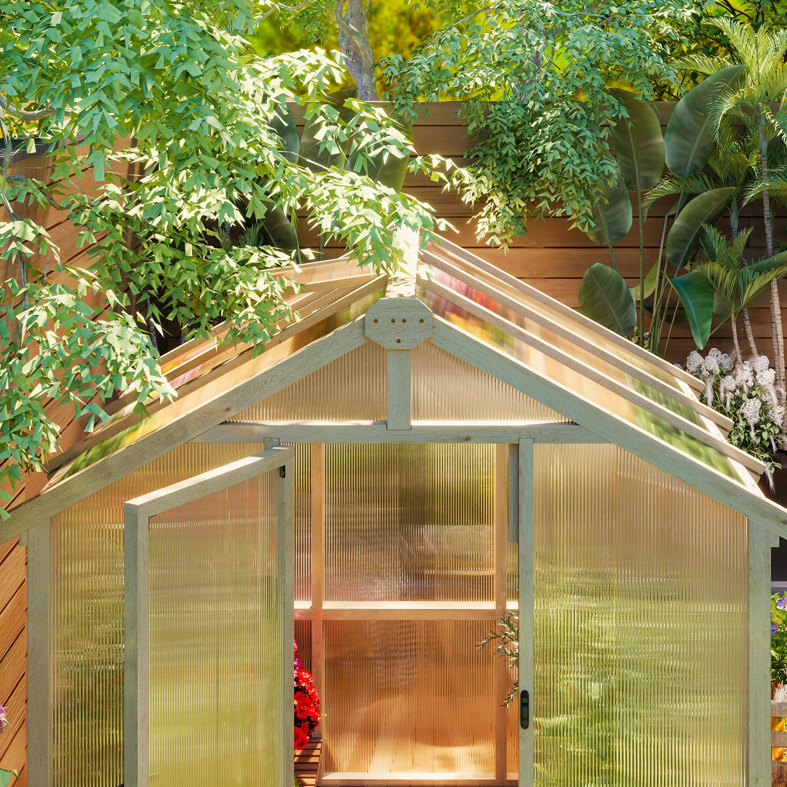 Polycarbonate Greenhouse, Walk-in Wooden Greenhouse