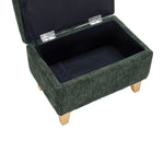 Chenille Upholstered Storage Ottoman Compact Footstool With Hidden Storage | Small | Green