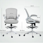 Office Stool, Swivel Adjustable | Light Grey
