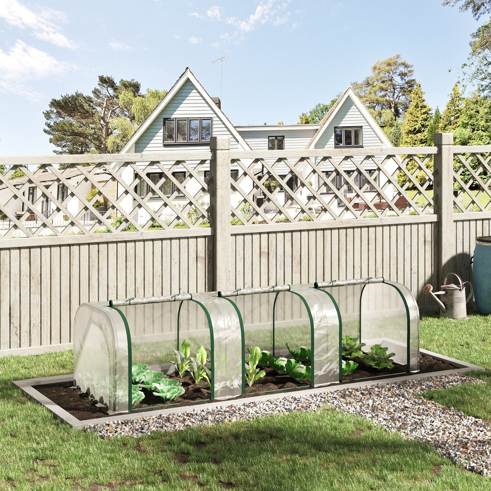 Green Tunnel Greenhouse With Zipped Doors | Silver
