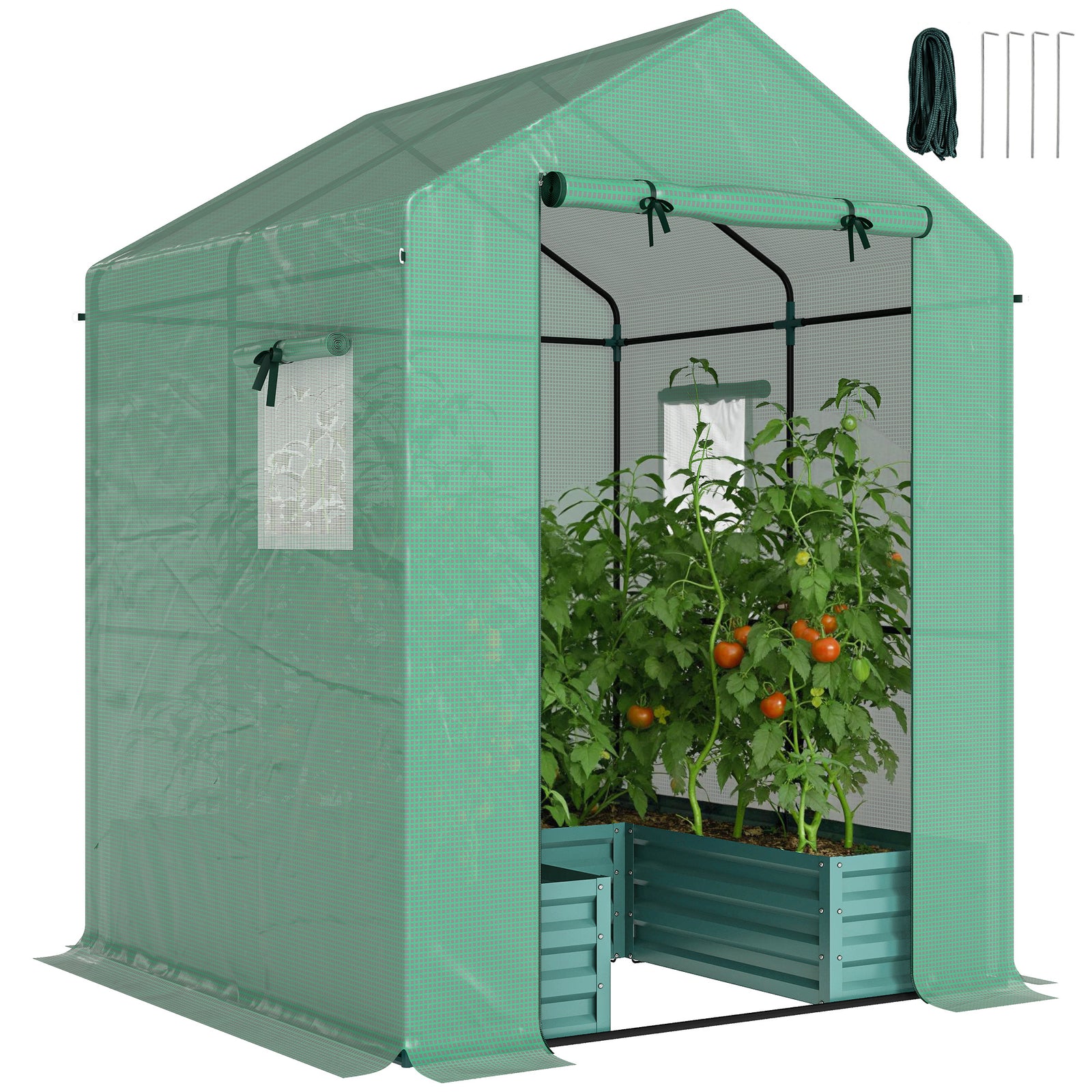 Small Greenhouse Outdoor Greenhouse With Roll Up Door | Green