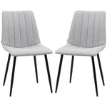 HOMCOM Linen Upholstered Dining Chairs, Steel Legs