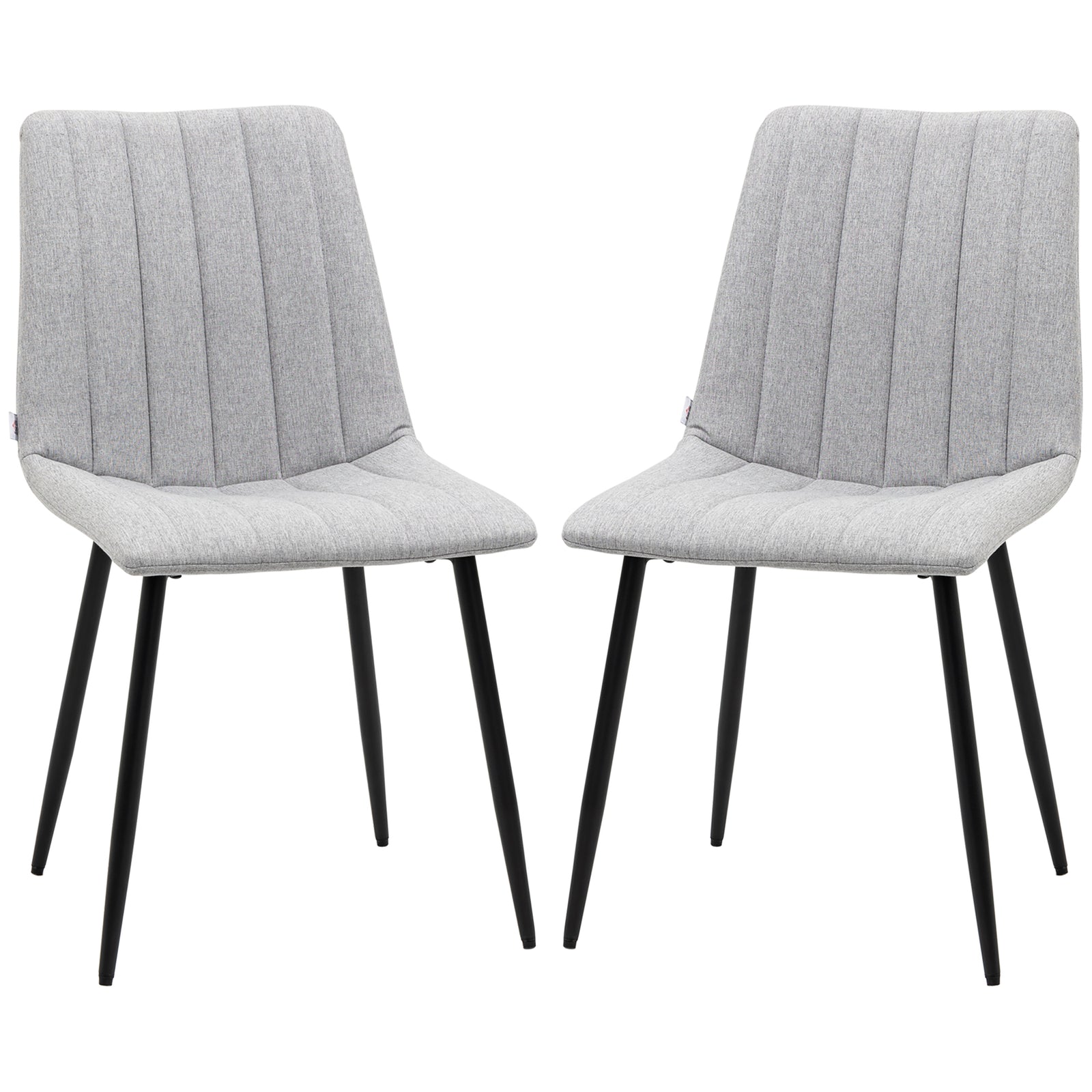 HOMCOM Linen Upholstered Dining Chairs, Steel Legs