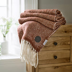 Moorland Soft 100% Brushed Wool Throw | 130cm x 170cm | Burnt Orange