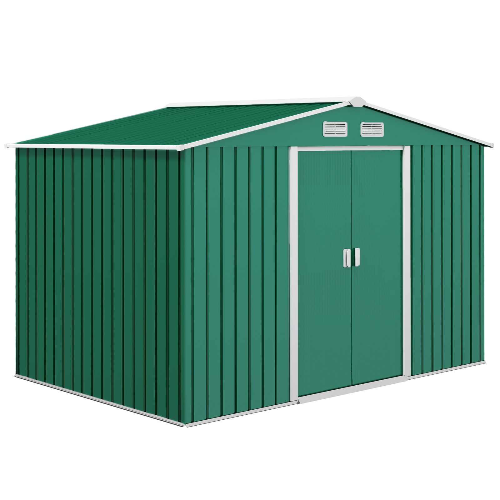 Garden Shed Storage Unit With Locking Door Floor Foundation | Medium | Green
