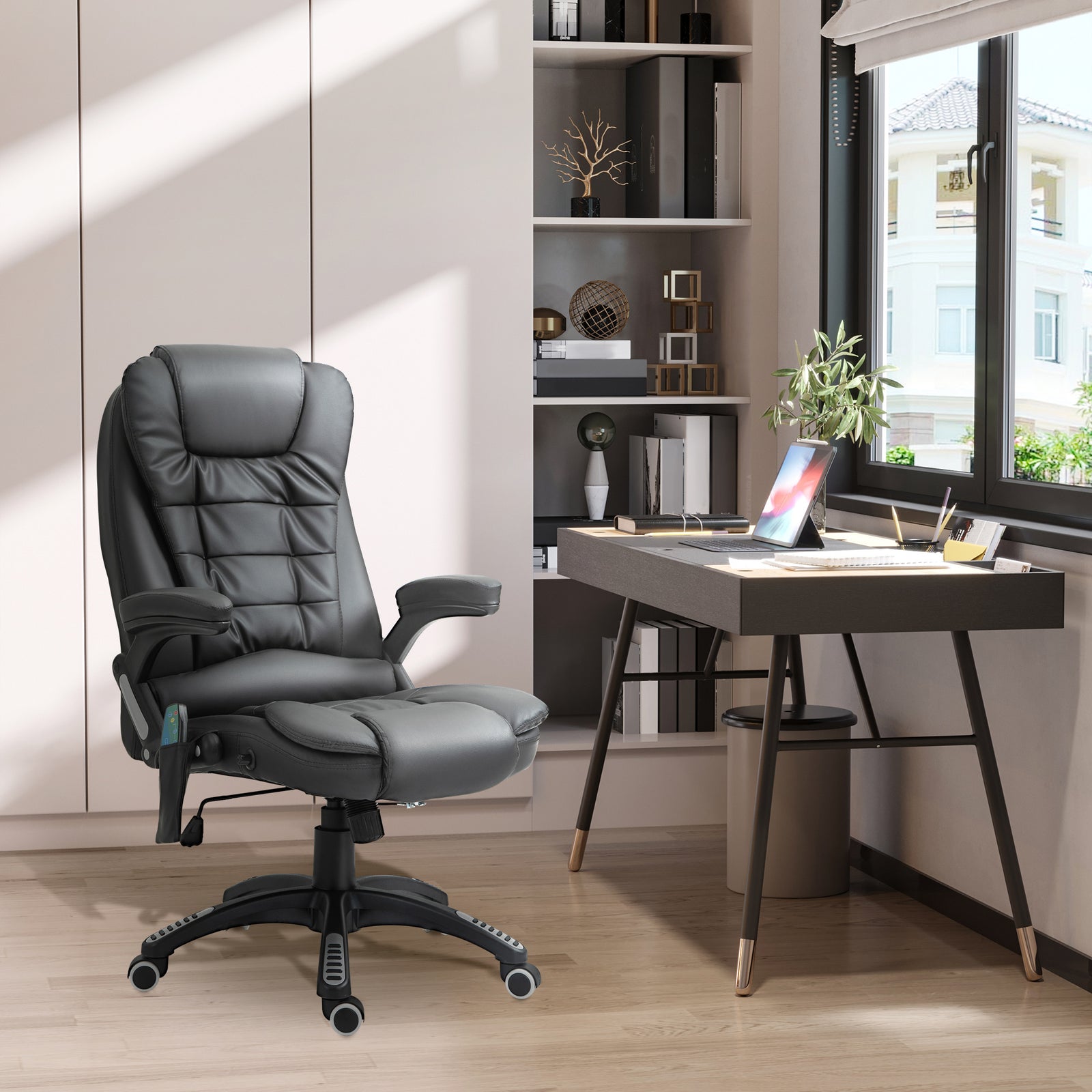 Executive Massage Heating Leather Chair | Black