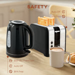 1.7l 3000w Rapid Boil Jug Kettle And 2-slice Toaster Set | Black
