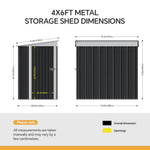 4x6 Ft Metal Pent Roof Garden Tool Storage Shed