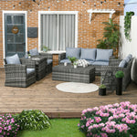 6 Pcs Patio Rattan Sofa Set Conversation Furniture | Gray