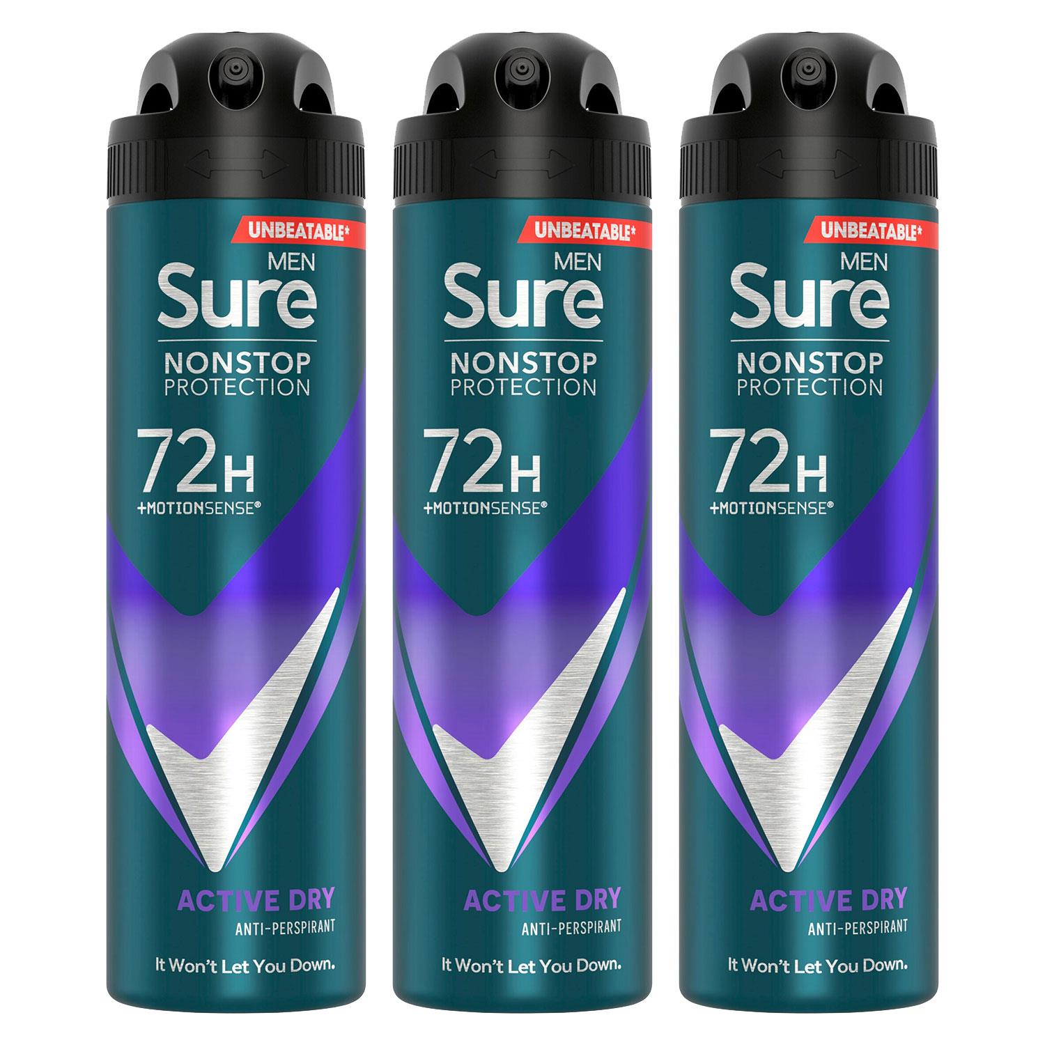 Men Nonstop Protection 72h Anti-perspirant Deodorant Active Dry 150ml, 3pk | 3