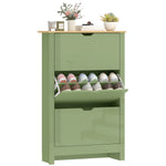 18-shoe Storage Cabinet 6 Shelves 3 Drawers Tabletop High | Green