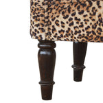 Solid Wood Leopard Print Velvet Bench