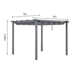 3x3m Aluminum Pergola with Retractable Roof – Waterproof Metal Patio Canopy for Deck & Outdoor Living