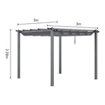 3 x 3M Aluminium Retractable Pergola with PA-Coated Canopy, Outdoor Garden & Patio Sun Shelter