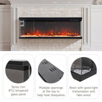 50 Inch 3-sided  Electric Fireplace Recessed & Freestanding Heater With Adjustable Flame, Remote Control, Timer & 12 Flame Colors
