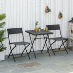 3pc Bistro Set Rattan Furniture Garden Folding Chair Table | Brown