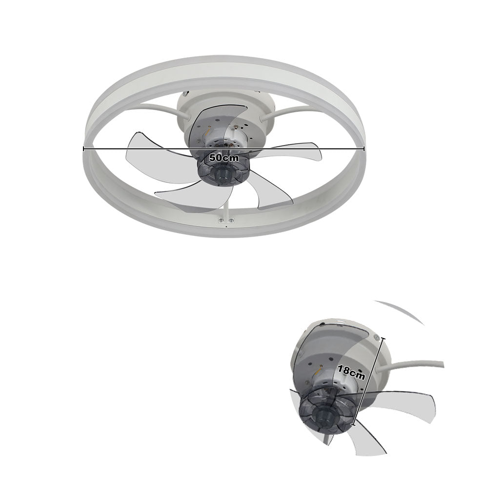 Modern Minimalist White 19.7 Inch Ceiling Fan Light 5 Blades, Dual 24w Led With 3-color Dimming, 6-speed, Reversible, App Control & Sleep Timer