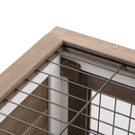 Wooden Indoor Rabbit Hutch Elevated Bunny Cage With Enclosed Run W/ Wheel | Brown