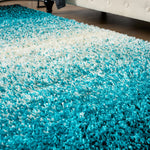 Blended Thick Shaggy Fluffy Deep Pile Living Room Rug | 200cm x 290cm | Teal