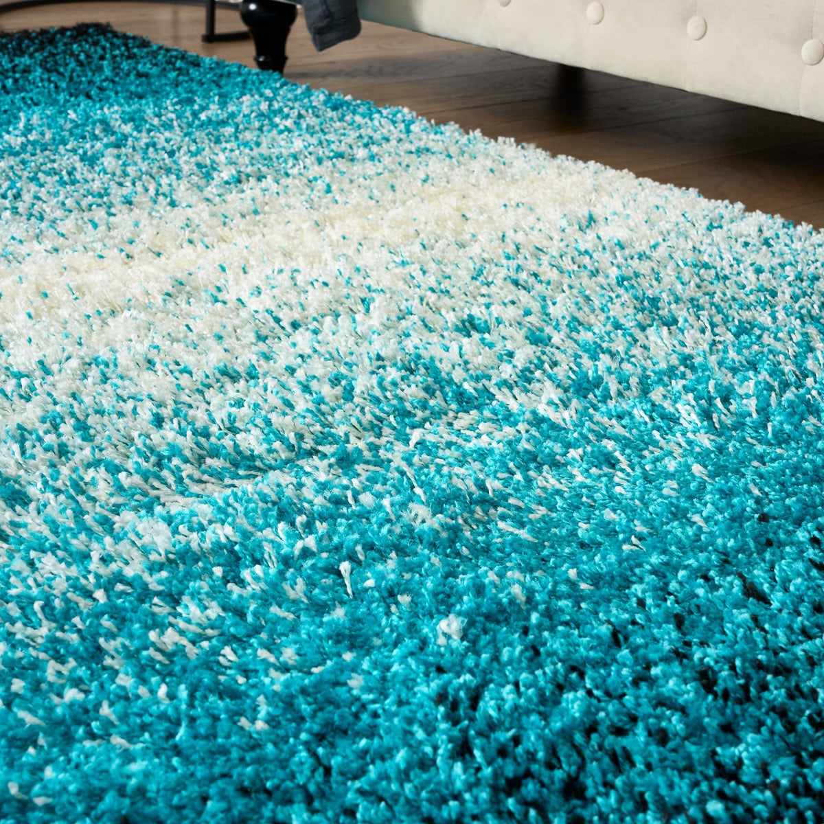 Blended Thick Shaggy Fluffy Deep Pile Living Room Rug | 200cm x 290cm | Teal