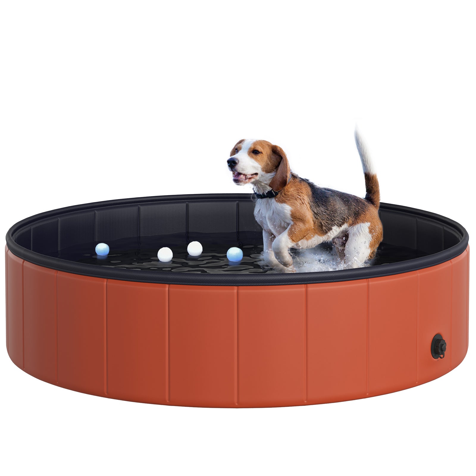 Pawhut Pet Paddling Pool Cat Dog Indoor/ Outdoor Foldable 120cm Diameter | Red