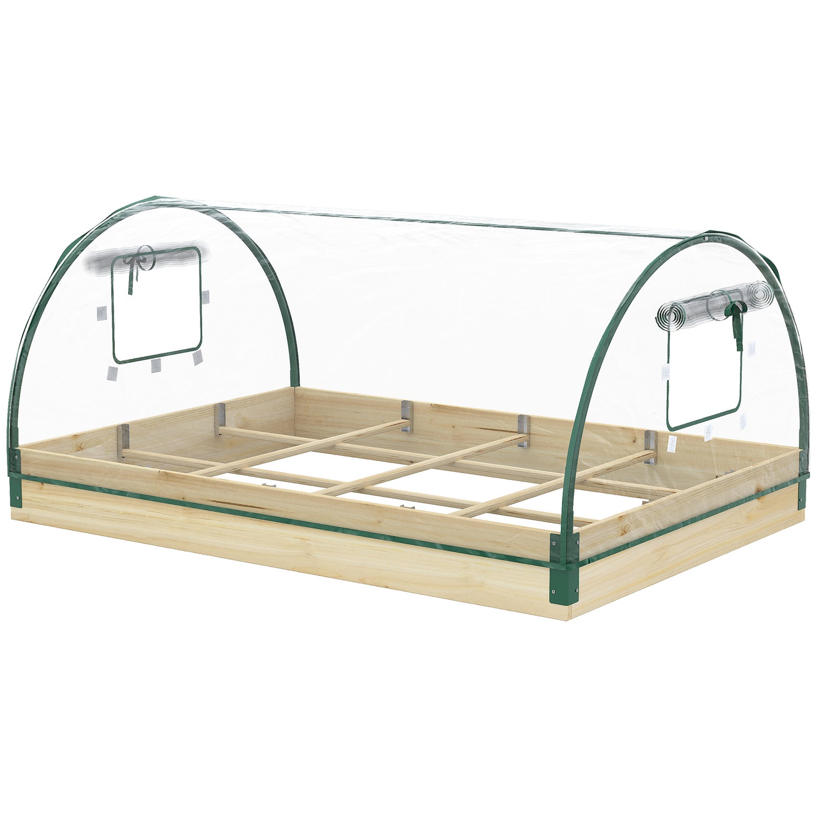 Wooden Raised Bed With Mini Greenhouse
