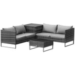 4pcs Patio Rattan Sofa Garden Furniture Set W/ Table | Gray