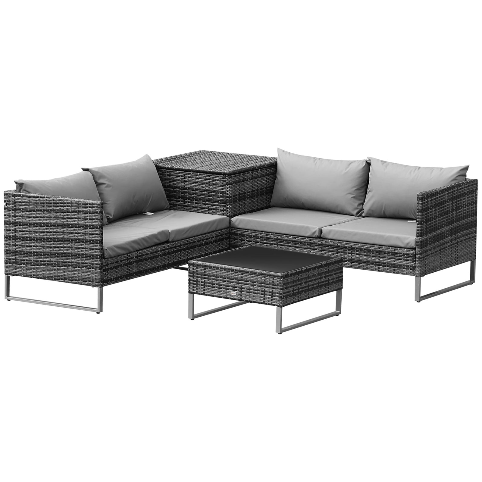 4pcs Patio Rattan Sofa Garden Furniture Set W/ Table | Gray