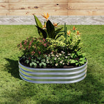 Galvanized Metal Raised Garden Bed – Elevated Planter Box With Safety Edging, Silver, 120cm/160cm W X 80cm D X 30cm H | Small | Silver