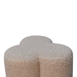 Solid Mango Wood Mud Boucle Clover Footstool