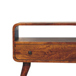 Solid Wood Mini Chestnut Curved Media Unit