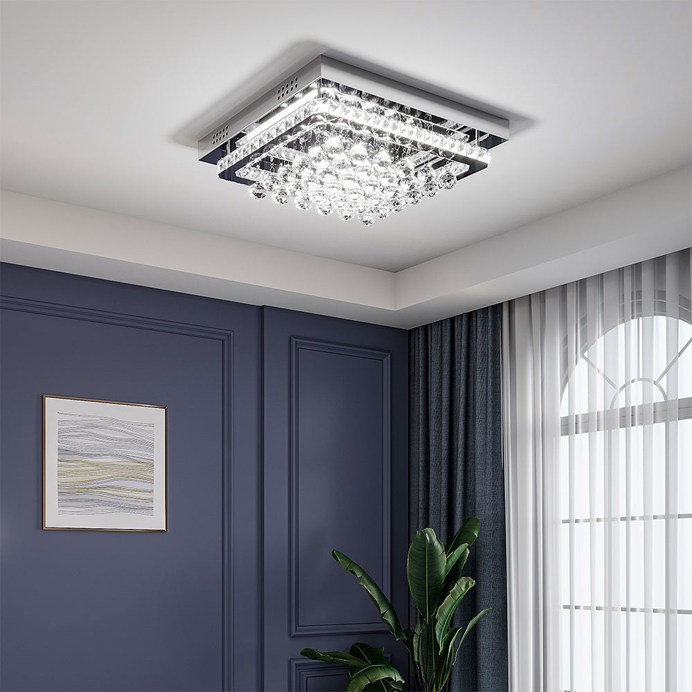 Modern Fancy Crystal Led Flush Mount Ceiling Light | Cool White