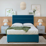 Plush Velvet Divan Base And Plain Headboard | Super King | Midnight Blue