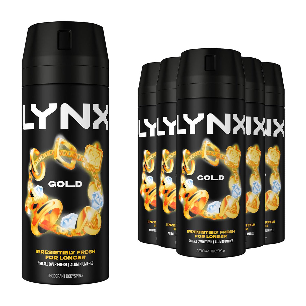 Gold Body Spray Deodorant 48hrs High Definition Fragrance 150ml | Set of 6