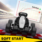 24v Electric Go Kart With Drift Mode, Adjustable Seat | White