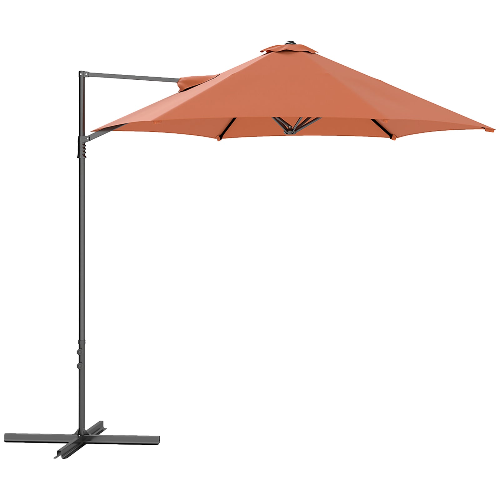 2.5m Cantilever Parasol W/ 360° Rotation, Cross Base | Orange