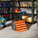 4 Drawers Large Tool Box, Steel Toolbox With Handle | Orange