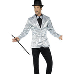 Sequin Jacket, Mens | Medium | Silver