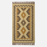 Ravar Brown & Gold Kilim Wool Rug | Extra Large | Brown