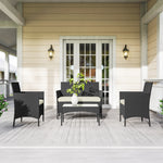 4 Piece Rattan Garden Furniture Sofa Set With Cushions | Cream