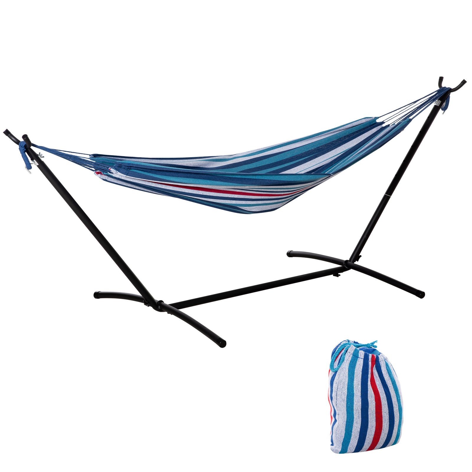 Hammock W/ Portable Carry Bag, Adjustable Height, 120kg Load | Blue