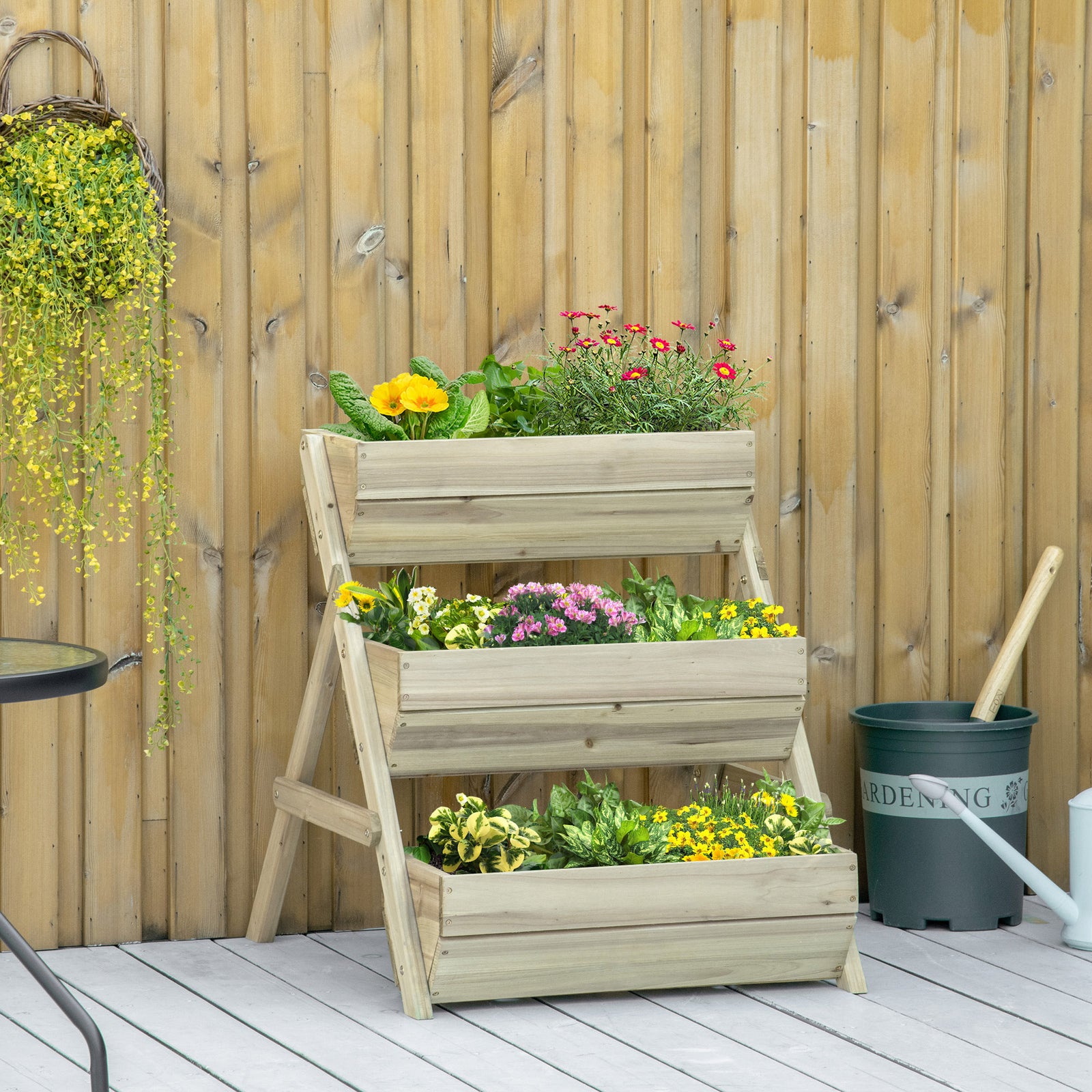 3 Tier Wooden Raised Garden Bed | Green