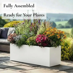 Zinc Galvanised Trough Planter | 75cm x 32cm x 32cm | White