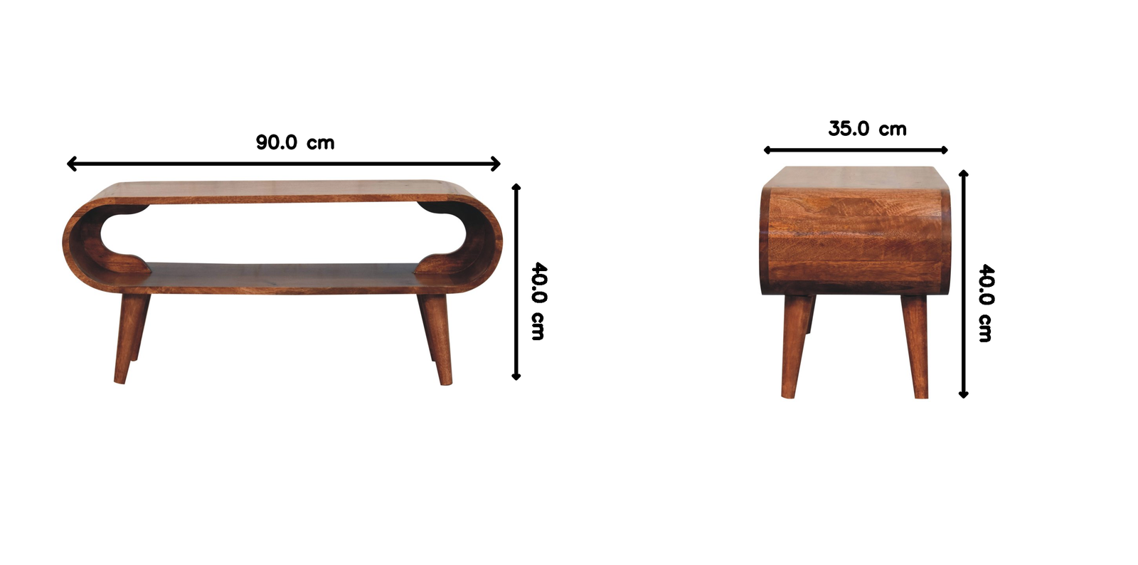 Solid Wood Amaya Nordic Style Honey Caramel Coffee Table, Open Slot, Light Brown